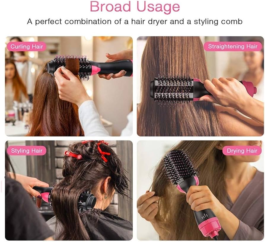 Hot Air Brush Multi-Function Hair Dryer Straightener