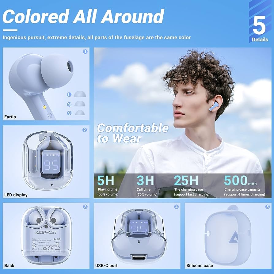 Air31 Earbuds Wireless Crystal Transparent And Bluetooth