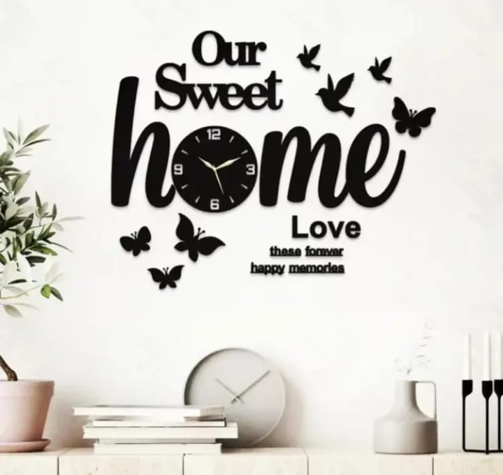 Wall Clock – Butterflies & Sweet Home 3d Wooden