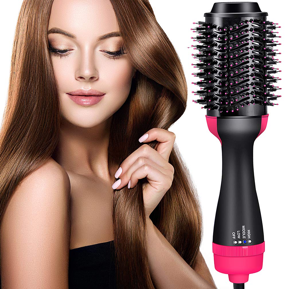 Hot Air Brush Multi-Function Hair Dryer Straightener