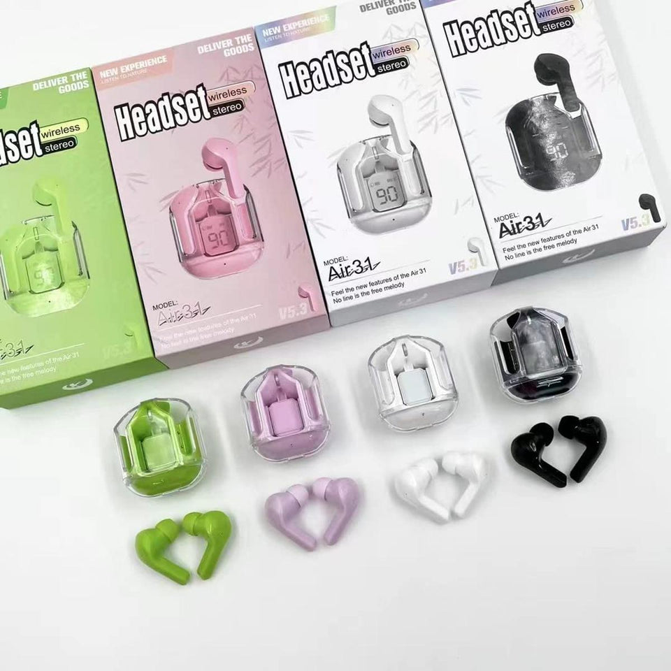 Air31 Earbuds Wireless Crystal Transparent And Bluetooth